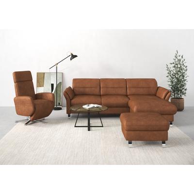 Ecksofa SIT & MORE "Grenoble L-Form mit Federkern", braun (cognac), B:251cm H:85cm T:161cm, Sofas, wahlweise mit Bettfunktion, Bettkasten, Arm- und Kopfteilverstellung Image