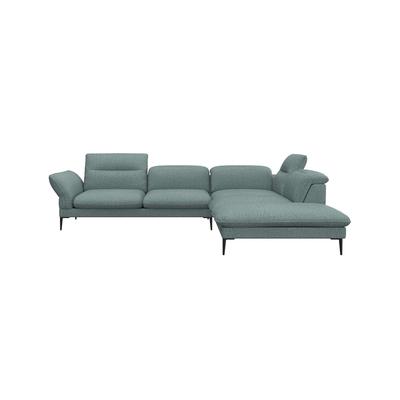 Ecksofa FLEXLUX "Salino, Funktionssofa mit Ottomane, Relaxsofa, Ecksofa", blau (sky blau), B:287cm H:88cm T:239cm, 62% Polyester, 17% Cotton, 14% Viscose, 7% Linen, Sofas, Sofa mit Arm- und Kopfteil-Verstellungen, Kaltschaum & Stahl-Wellen Image