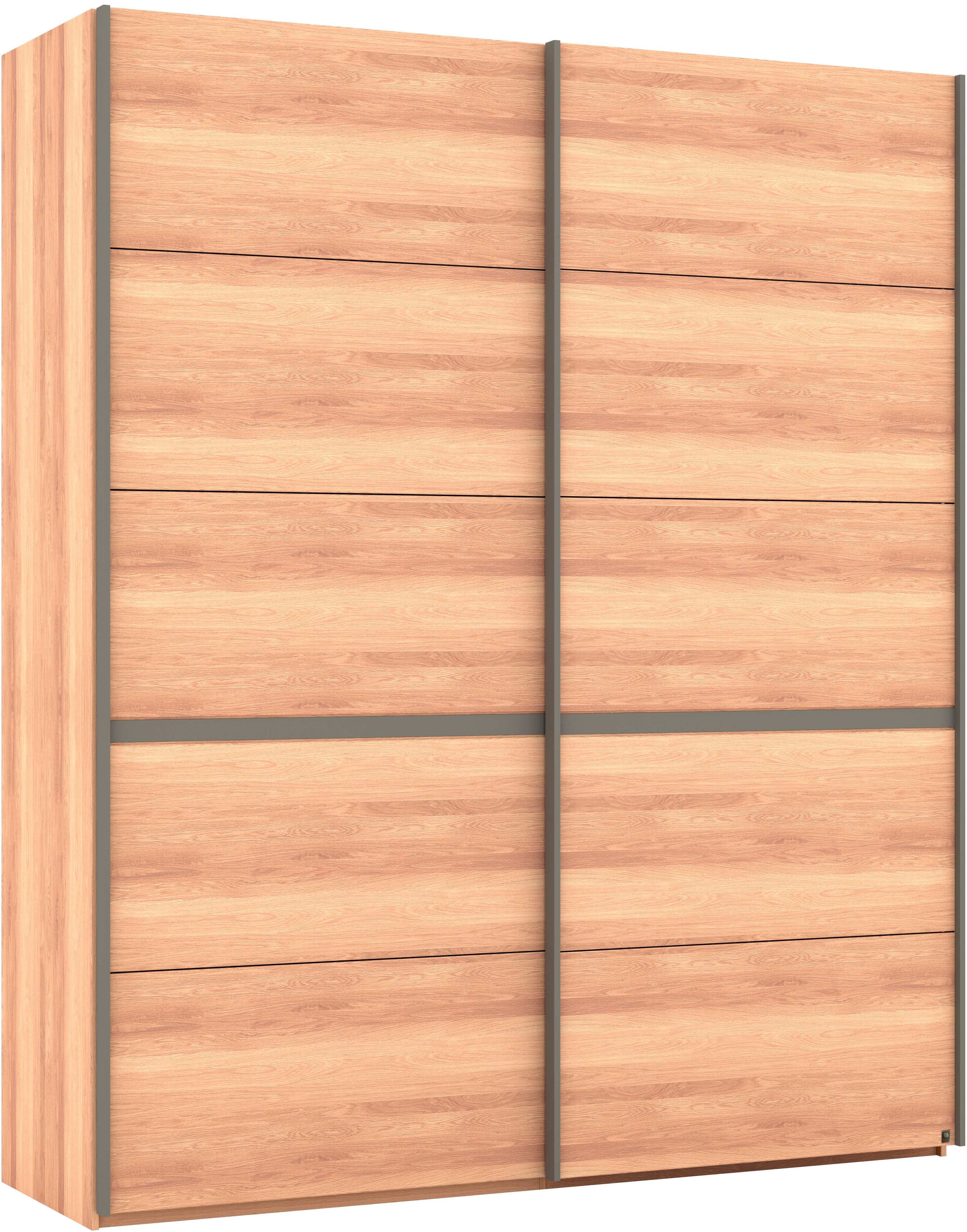 Schwebetürenschrank MUSTERRING "Sorrent, Kleiderschrank, Schrank, Schiebetüren", braun, B:200cm H:236cm, Schränke, Schwebetürenschrank, Türen in Eiche massiv mit Kassetten-Optik, verschiedene Maße verfügbar