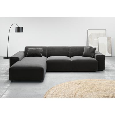 Ecksofa ANDAS "Glimminge auch in Breitcord, Feincord, Bouclé + Easy care-Bezug", grau (anthrazit), B:294cm H:71cm T:191cm, 95% Polyester, 5% Nylon, Sofas, L-Form, Breite 294, Zierkissen Image