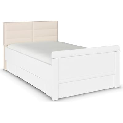 Stauraumbett RAUCH "Bett Einzelbett Stollenbett Bettkästen EVELYN", weiß (alpinweiß), B:129cm H:100cm L:214cm, Betten, in Komforthöhe mit Polsterkopfteil sowie Schubladen MADE IN GERMANY Image