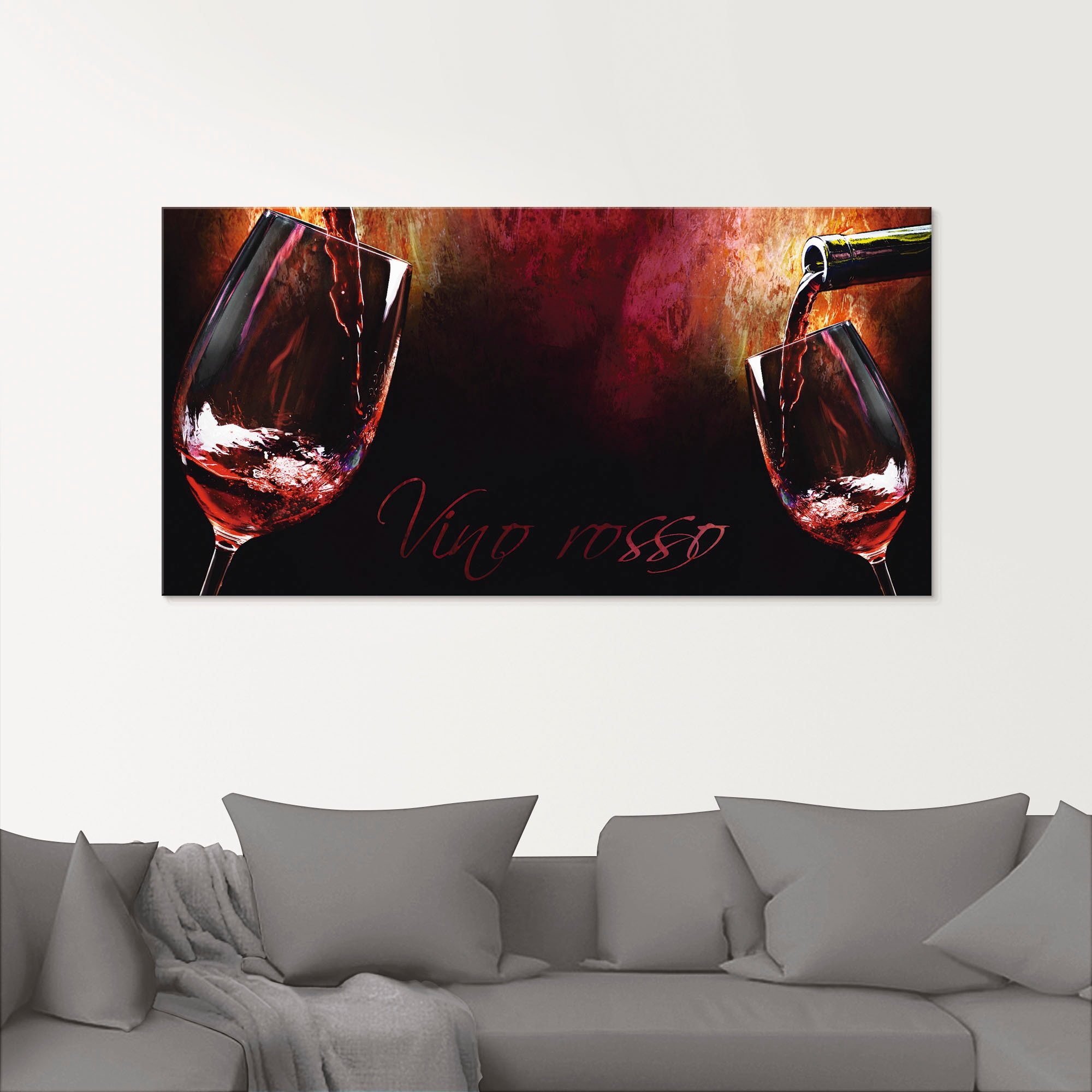 Glasbild ARTLAND "Wein - Rotwein", rot (farbe bild(er): rot), B:30cm H:60cm, Bilder, in verschiedenen Größen Image