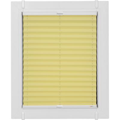 Plissee SUNLINES "One Size Style Crepe", gelb (zartgelb, weiß, weiß), B:85cm H:100cm, Obermaterial: 85% Polyester, 15% sonstige Fasern, Plissees, Zubehörfarbe weiß, zum Klemmen Image