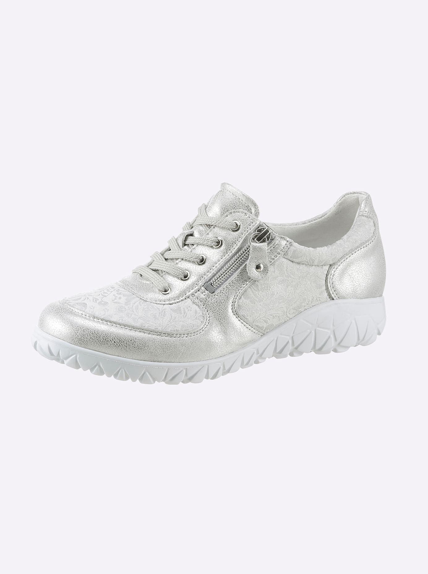 Sneaker WALDLÄUFER, Damen, Gr. 5, silber (silberfarben), Nubukleder, Textil, Schuhe