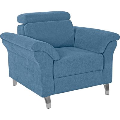 Sessel SIT & MORE "Arngast", blau (hellblau), B:101cm H:84cm T:93cm, Luxus-Microfaser ALTARA NUBUCK (100% Polyester), Struktur (100% Polyester), Flachgewebe (90% Polyester; 10% Polyamid), Sessel, inklusive Federkern und Kopfteilverstellung Image