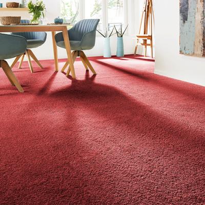 Teppichboden ANDIAMO "Verona, Velours, Made in Belgium", rot, B:500cm H:6mm L:200cm, Kunstfaser, Teppiche, Uni Farben, Breite 400 cm oder 500 cm, strapazierfähig, pflegeleicht Image