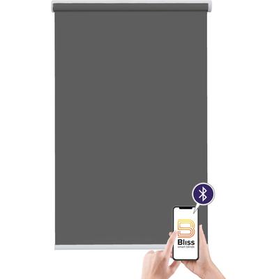 Elektrisches Rollo SUNLINES "Akkurollo Upcycling appgesteuert, blickdicht, Sunlines", grau (anthrazit), B:60cm H:220cm, Polyester, Metall, Kunststoff, Rollos, appgesteuert via Bluetooth Image