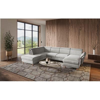 Wohnlandschaft HOME AFFAIRE "Calypso U-Form", grau (hellgrau), B:334cm H:85cm T:227cm, 100%Polyester, Sofas, wahlweise mit motorischer Relaxfunktion Image