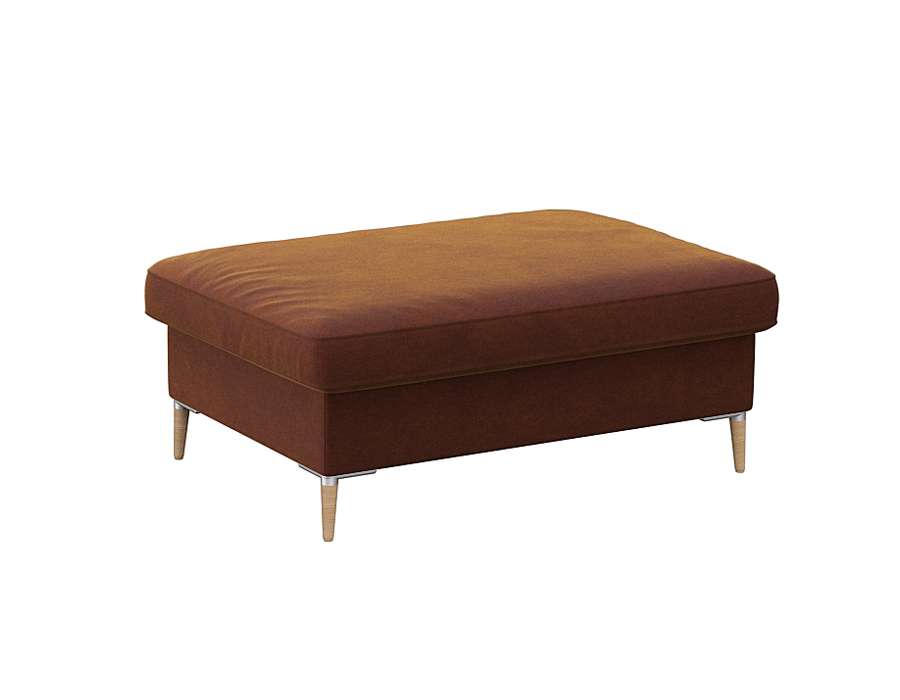 Pouf FLEXLUX "Fiore", braun (cognac), B:97cm H:34cm T:66cm, Aluminium, Holz teilmassiv, Poufs, Pouf, Kaltschaum, Füße Alu+ Eiche