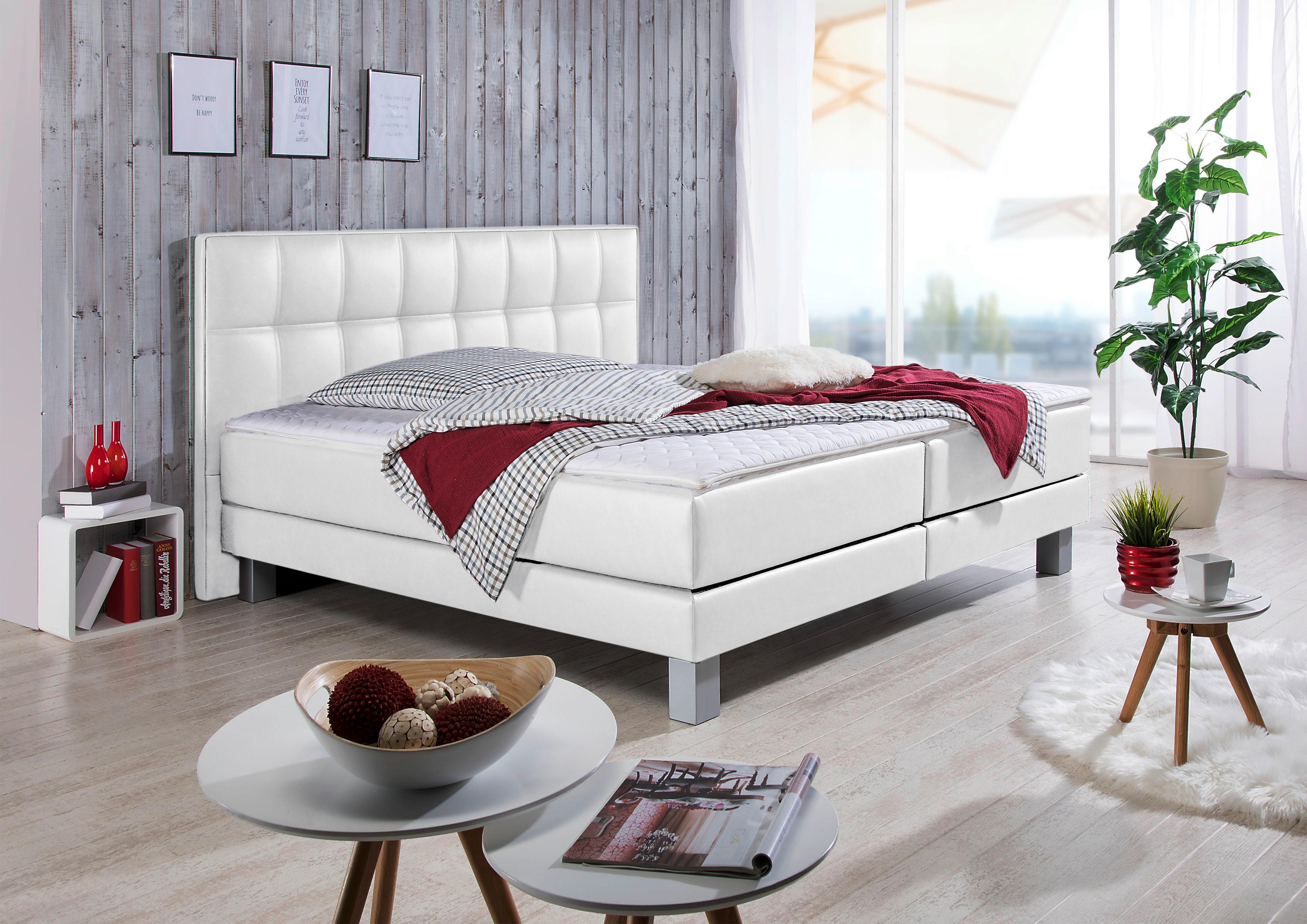 Boxspringbett INOSIGN "Tavira", weiß, B:147cm L:208cm, Komplettbetten, Boxspringbett, in 4 Breiten, 4 Farben und 3 Matratzenarten, incl. Topper Image