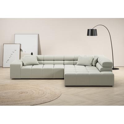 Ecksofa INOSIGN "Ancona incl. Kopfteilverstellung, OTTOs Choice, Breite 319cm, L-Form", silber, B:319cm H:70cm T:215cm, Struktur (85% Polyester, 15% Viskose), Luxus-Microfaser weich (98% Polyester, 2% Nylon), Velours (100% Polyester), Sofas,... Image
