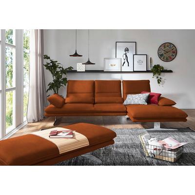 Ecksofa W.SCHILLIG "broadway, Designsofa mit tollem Sitzkomfort, L-Form", braun (cognac z69), B:291cm H:94cm T:164cm, Longlife Xtra-Leder Z69: Das feinnarbige, gedeckte Softleder Z69 besticht durch seine außergewöhnliche Weichheit im trendigen... Image