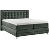 Boxspringbett MUSTERRING "Dubai", schwarz (d 520 anthrazit), B:177cm L:214cm, Komplettbetten, Boxspringbett, Winkelfuß in Chrom, 3 Härtegrade, Kopfteil in Kassettensteppung