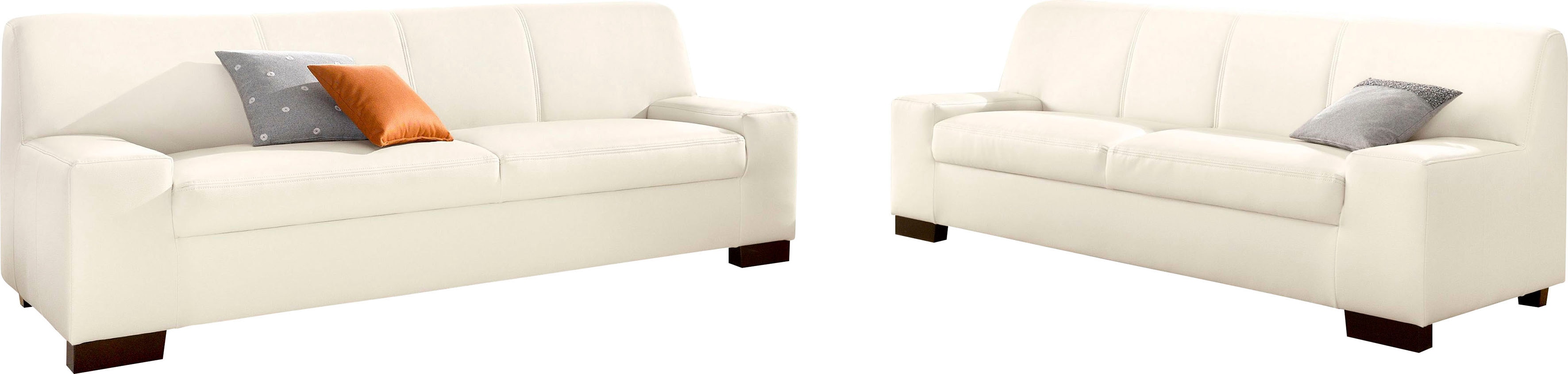 Polstergarnitur DOMO COLLECTION "Norma kubisch und zeitlos", beige (porzellan,), H:74cm, Sitzmöbel-Sets, bestehend aus je einem 2- und 3-Sitzer