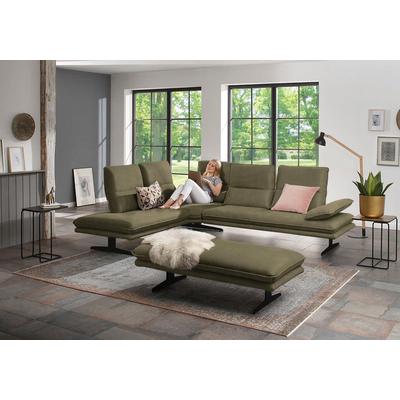 Ecksofa W.SCHILLIG "broadway, Designsofa, toller Sitzkomfort, zeitlos, elegant, L-Form", grün (camouflage z69), B:284cm H:94cm T:224cm, Longlife Xtra-Leder Z69: Das feinnarbige, gedeckte Softleder Z69 besticht durch seine außergewöhnliche Weichheit... Image