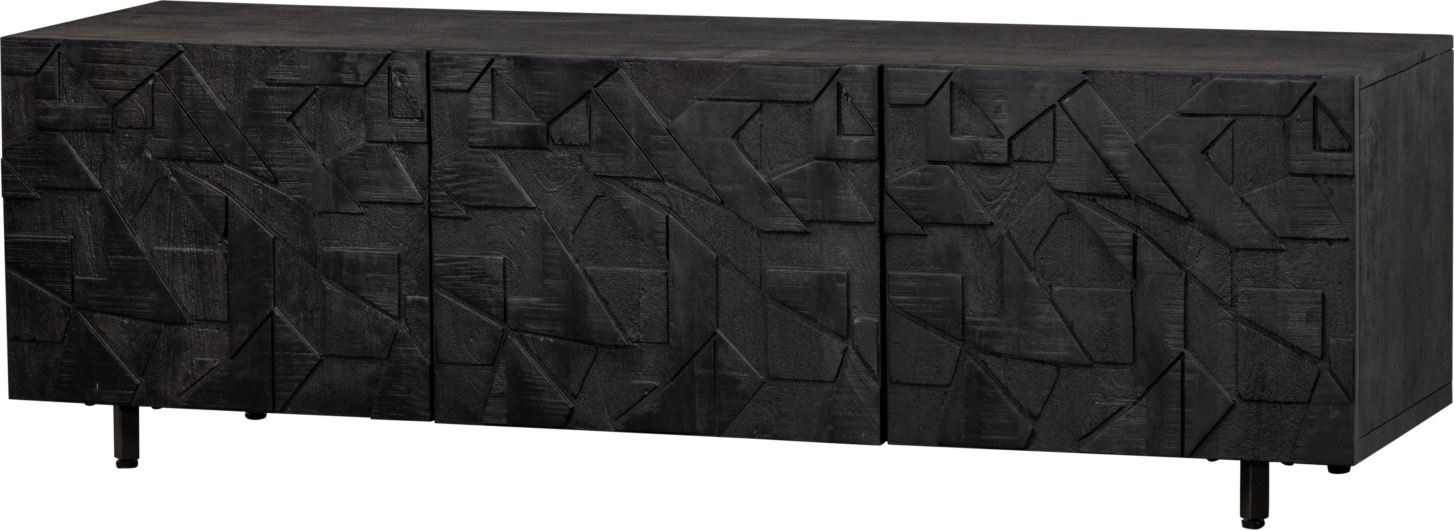 Lowboard WOOOD "Counter TV-Kommode", schwarz, B:160cm H:50cm T:45cm, Holz teilmassiv, Sideboards, Inklusive geräuschlosem Push-to-Open-System, Breite 176 cm