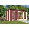 Gartenhaus NORDIC HOLZ "Palermo 4", rot (schwedenrot), Fußboden im Gartenhaus, Massivholzdach, Holz, Gartenhäuser, mit großen Glasflächen