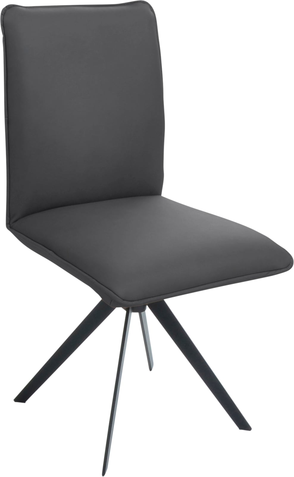Drehstuhl K+W KOMFORT & WOHNEN, grau (asphalt, schwarz), B:49cm H:94cm T:61cm, Stühle, Polsterstuhl Esszimmerstuhl 4-Fuß-Stuhl, Blitzdrehkreuz und Rückholfunktion, dekorativer 12mm Biese Image