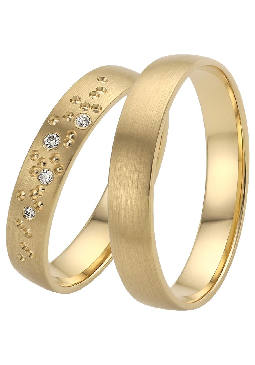 Trauring FIRETTI "Schmuck Geschenk Gold 375 Hochzeit Ehering "LIEBE" Sterne" Gr. 16,5, gold (gelbgoldfarben), Fingerringe, 16,5, ohne Brillanten, Gelbgold 375, 4mm, Made in Germany, wahlweise mit oder ohne Brillanten Image