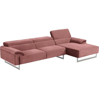 Ecksofa EGOITALIANO "Malika, edel und bequem, Designsofa mit hochwertigen Bezügen, L-Form", braun (cedar wood), B:287cm H:94cm T:165cm, Sofas, mit Recamiere, inkl. Kopfteilverstellung und chromfarbenen Metallfüßen Image