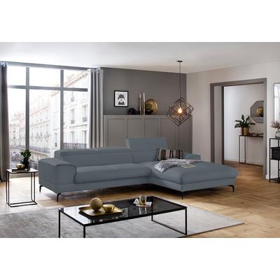 Ecksofa W.SCHILLIG "piedroo, Designsofa mit tollem Sitzkomfort, L-Form", blau (blau z69), B:303cm H:70cm T:193cm, Longlife Xtra-Leder Z69: Das feinnarbige, gedeckte Softleder Z69 besticht durch seine außergewöhnliche Weichheit im trendigen... Image