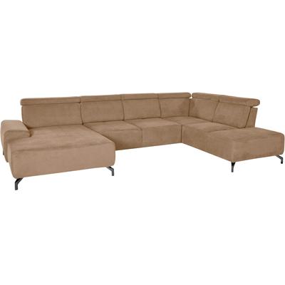 Wohnlandschaft SIT & MORE "Gizeh U-Form", braun (machiato), B:340cm T:230cm, Sofas, 12 cm Fußhöhe, inklusive Sitztiefenverstellung und Kopfteilverstellung Image