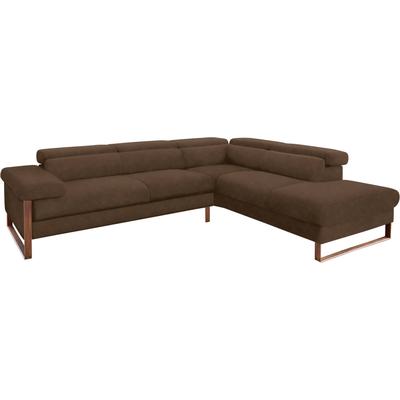 Ecksofa W.SCHILLIG "finn, Designsofa mit tollem Sitzkomfort, bequem, L-Form", braun (mocca s37), B:281cm H:71cm T:230cm, Flachgewebe S22 (100% Polyester), Stoff S37 (100% Polyester), Longlife Xtra-Leder Z59: Glattleder mit modischer Prägung.... Image