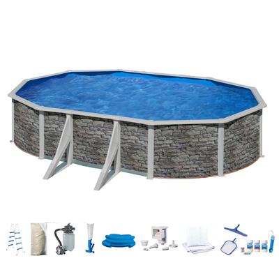 Ovalpool MY POOL BWT, grau, B:375cm H:120cm L:610cm, Schwimmbecken, in moderner Steinoptik, Höhe 120 cm, verschiedene Größen Image