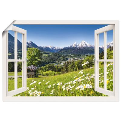 Wandbild ARTLAND "Fensterblick Bayerischen Alpen", weiß (farbe bild(er): weiß), B:70cm H:50cm, Papier, Bilder, als Alubild, Leinwandbild, Wandaufkleber oder Poster in versch. Größen Image