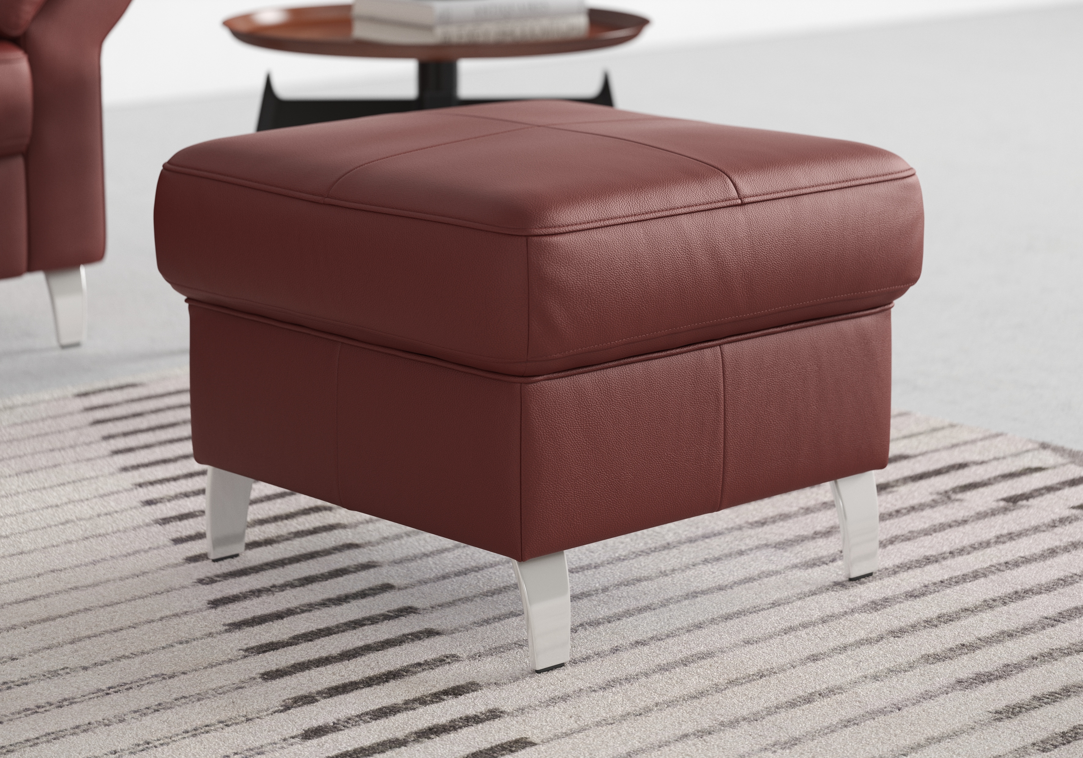 Hocker SIT & MORE "Arngast", rot (merlot), B:58cm H:48cm T:58cm, Luxus-Microfaser ALTARA NUBUCK (100% Polyester);Struktur (100% Polyester);Flachgewebe (90% Polyester; 10% Polyamid), Hocker