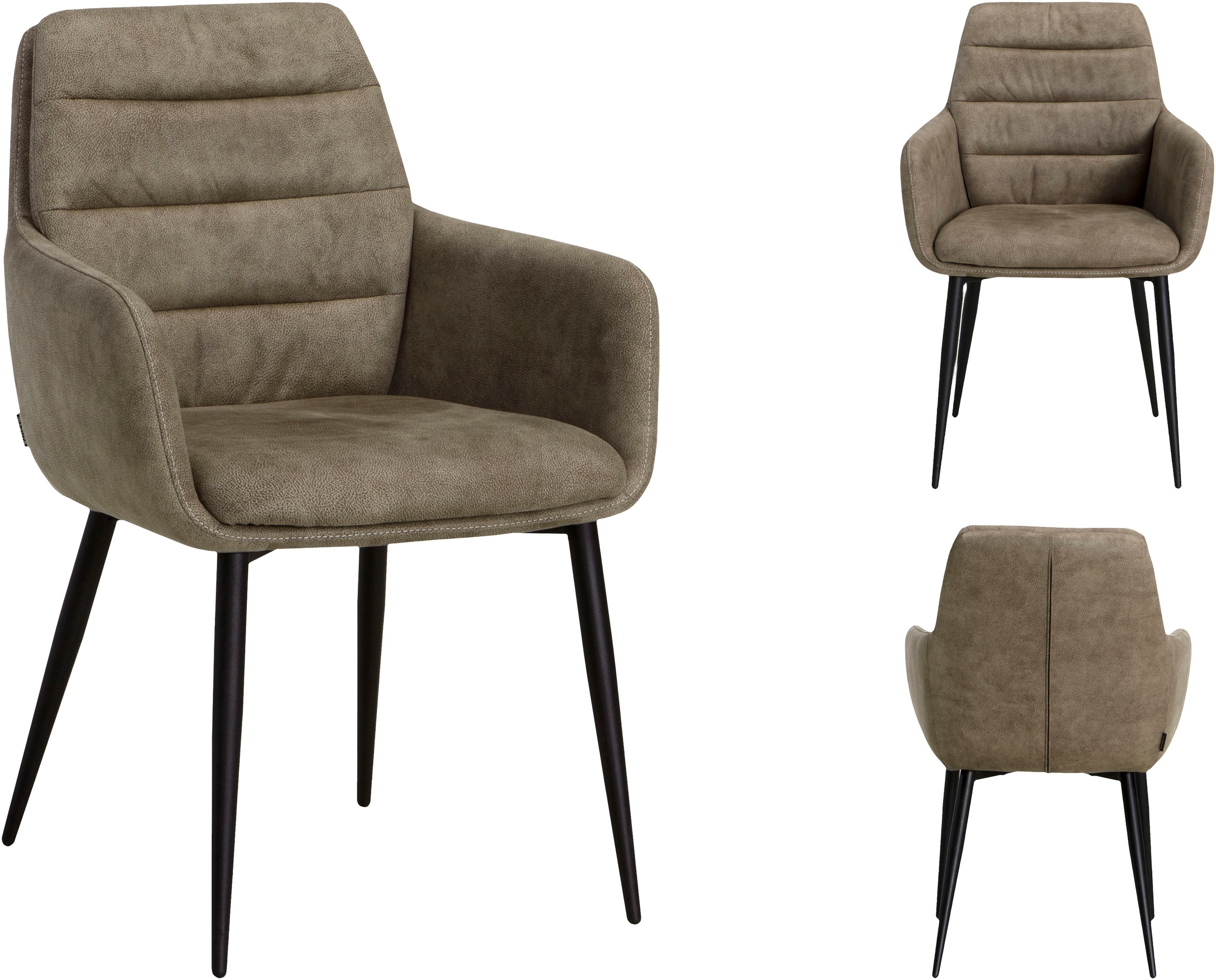 Armlehnstuhl OMG DESIGN "Bailey", beige (liver, schwarz), B:58cm H:87cm T:64cm, Stühle, Schalenstuhl, Esszimmerstuhl, pflegeleichter Bezug