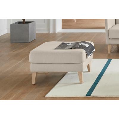 Hocker ANDAS "Raadal", beige (creme), B:71cm H:43cm T:61cm, Samtoptik (100% Polyester), Struktur (100% Polyester), Struktur fein (100% Polyester), Hocker, Polsterhocker Sitzhocker, Design by Morten Georgsen Image