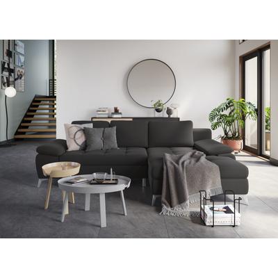Ecksofa SIT & MORE "Latigo L-Form", grau (dunkelgrau), B:270cm T:163cm, Sofas, mit Recamiere, wahlweise mit Bettfunktion und Bettkasten Image