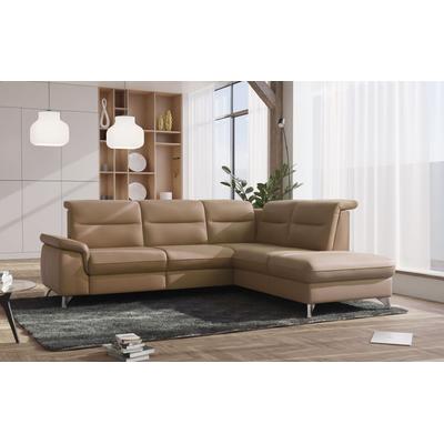 Ecksofa SIT & MORE "Astoria L-Form", braun (macciato), B:256cm H:91cm T:225cm, 100% Polyester, Sofas, wahlweise mit motorischer Relaxfunktion Image