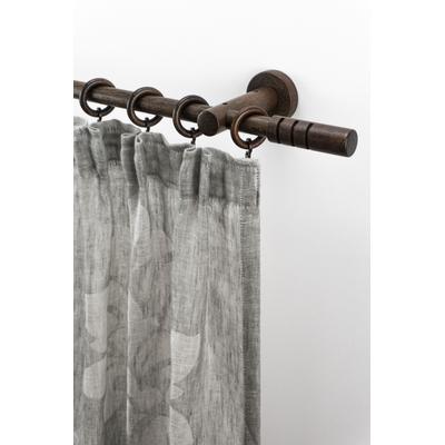 Gardinenstange GARESA "PEMPIA", braun (nussbaum), L:170cm Ø:20mm, Holzwerkstoff, Metall, Gardinenstangen, Vorhanggarnitur, verlängerbar, Knopf m.Ausschnitten, mit Ringen Image