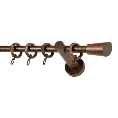 Gardinenstange GARESA "CLASSICO MOLIS", braun (nussbaumfarben), L:170cm, Gardinenstangen, Vorhanggarnitur, verlängerbar, Wandmontage, Keil, mit Ringe und Haken Image