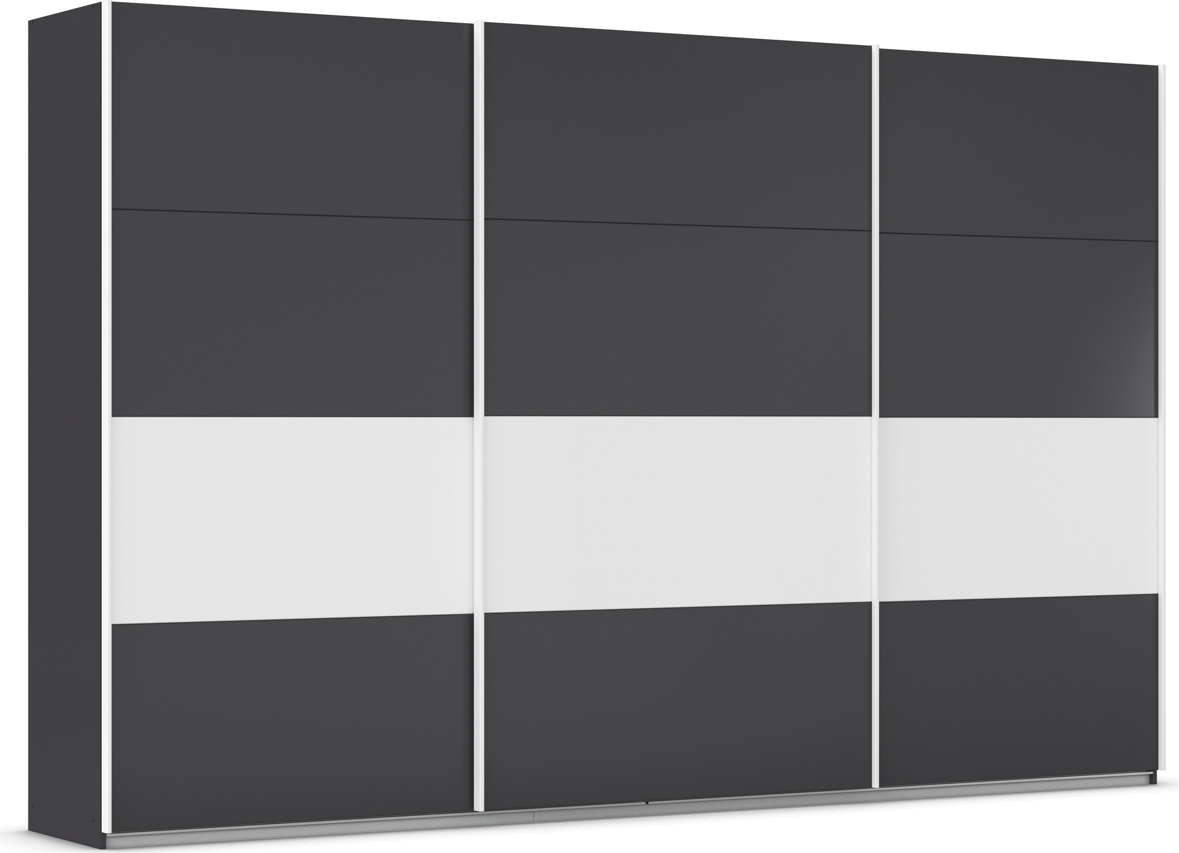 Schwebetürenschrank RAUCH "Schwebetürenschrank Kleiderschrank Schrank Garderobe CORTONA", grau (graumetallic, alpinweiß), B:360cm H:229cm T:62cm, Holzwerkstoff, Schränke, inkl. Inneneinteilung, 2 Stoffboxen und zusätzlichen Einlegeböden