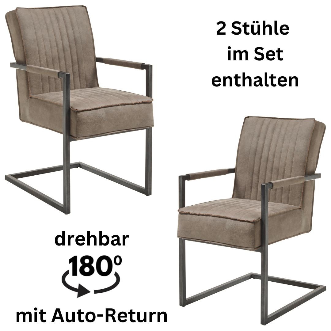 Freischwinger STOLKOM "Linda", grau (taupe, anthrazit, anthrazit), B:51,5cm H:92cm T:70cm, Polyester, Stühle, Freischwinger, Federkern im Sitz