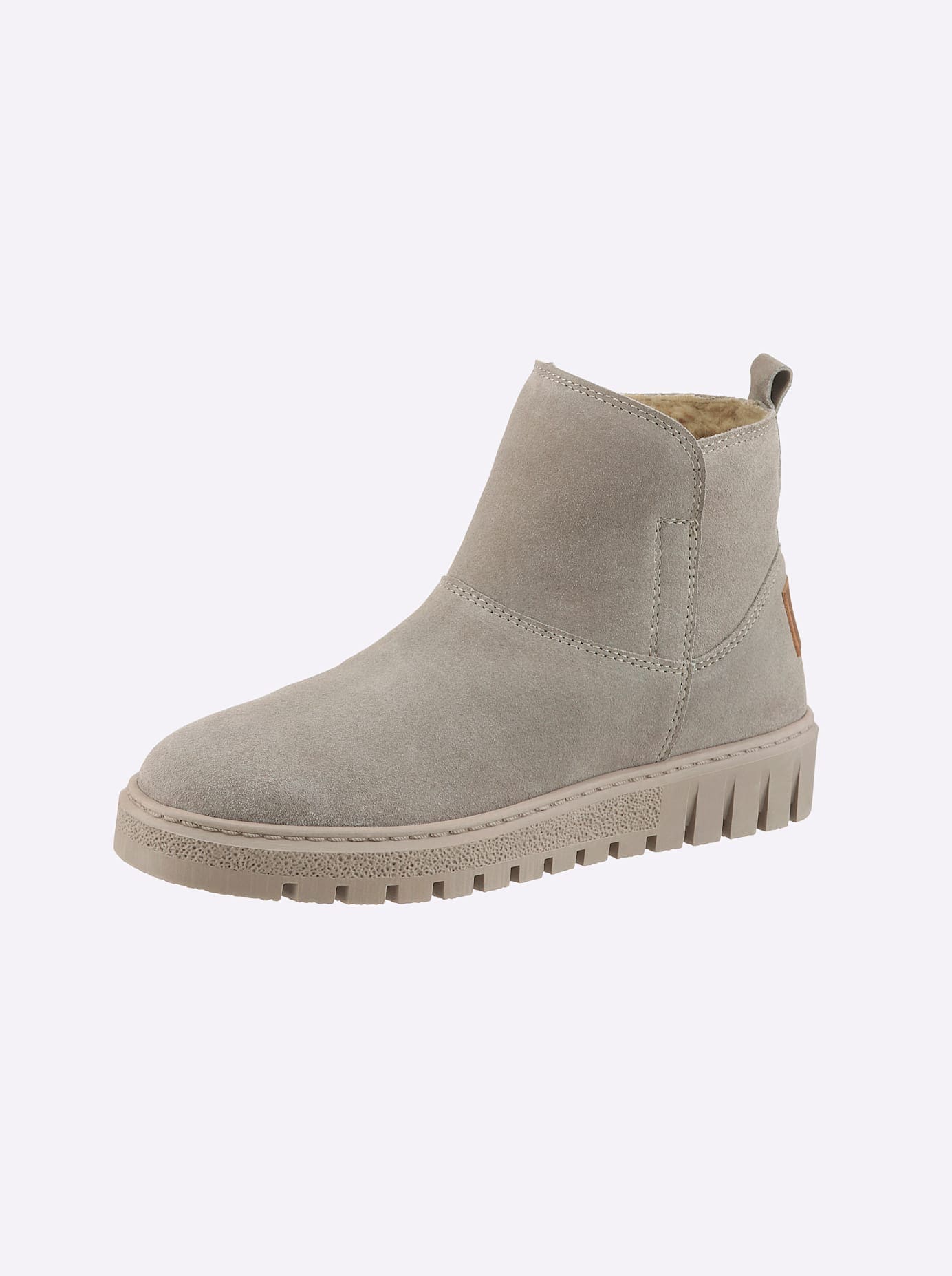 Stiefelette CASUAL LOOKS, Damen, Gr. 42, grau (taupe), Glattleder, Veloursleder, Schuhe Stiefelette