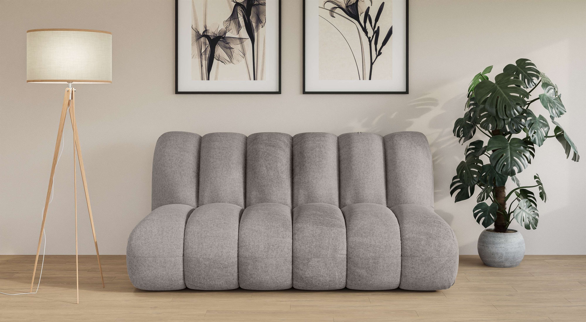 2,5-Sitzer "Priya Designersofa, moderne Steppung, auch in Bouclé", grau (taupe), B:185cm H:84cm T:108cm, 100% Polyester, LEGER HOME BY LENA GERCKE, Sofas, gemütlich und modern, B/T/H: 185/108/84 cm