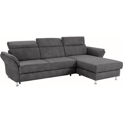 Ecksofa SIT & MORE "Avignon L-Form", grau (anthrazit), B:259cm H:97cm T:172cm, Flachgewebe (90% Polyester, 10% Polyamid), Luxus-Microfaser (100% Polyester), Struktur (100% Polyester), Sofas, Kopfteilverstellung, wahlweise mit Bettfunktion und... Image