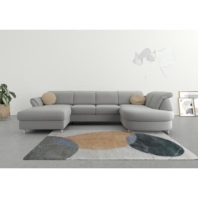 Wohnlandschaft SIT & MORE "Apulia U-Form", grau, B:304cm H:78cm T:192cm, Webstoff (100% Polyester), Struktur weich (90% Polyester, 10% Polyamid), Luxus-Microfaser Euphoria (100% Polyester), Sofas, wahlweise Bettfunktion, Bettkasten und Kopf- und... Image