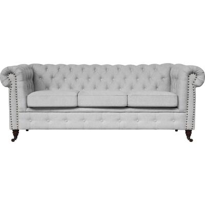Chesterfield-Sofa HOME AFFAIRE "Aarburg", silber, B:203cm H:77cm T:87cm, 100% Polyester, Sofas, aufwändige Knopfheftung und Ziernägel im Chesterfield-Design Image