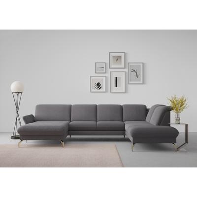 Wohnlandschaft SIT & MORE "Fashion U-Form", braun (espresso), B:338cm H:84cm T:207cm, Sofas, wahlweise mit Kopfteilverstellung, Vorziehsitz, motorisch, Nickelfüße Image