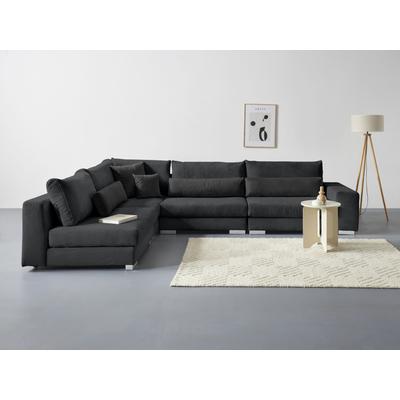 Ecksofa HOME AFFAIRE "Vasco L-Form", grau (anthrazit), B:355cm H:88cm T:240cm, 100% Polyester, Sofas, inkl. 10-teiligen Kissen-Set Image