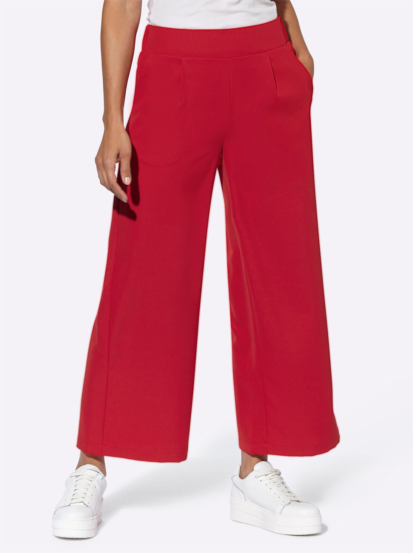 Culotte CASUAL LOOKS, Damen, Gr. 54, Normalgrößen, rot, 100% Polyester, unifarben, 7/8-Länge, Hosen Culotte