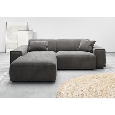 Ecksofa ANDAS "Glimminge L-Form auch in Breitcord, Feincord + Easy care-Bezug", grau (dunkelgrau), B:234cm H:71cm T:191cm, 12% Polyacryl, 88% Polyester, Sofas, Breite 234, Zierkissen Image