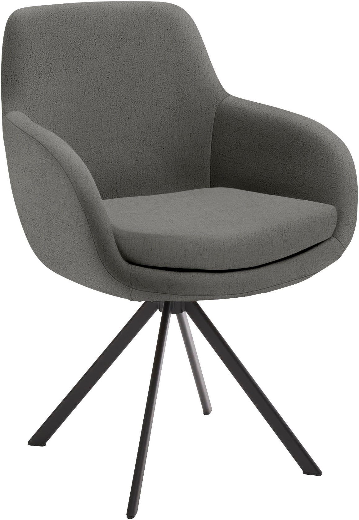 Esszimmerstuhl MUSTERRING "Tavia", grau (grau, eisen schwarz), B:62cm H:86cm T:66cm, Stühle, Stativgestell Eisen schwarz, Drehfunktion optional, diverse Farben