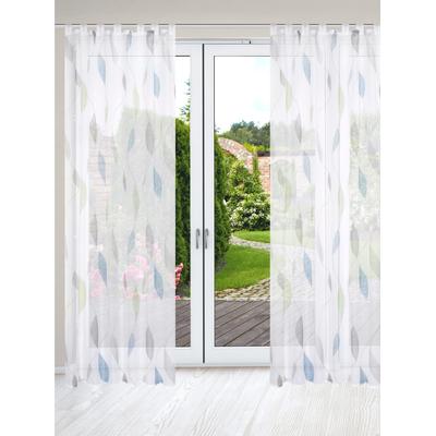 Gardine HEINE HOME Gr. 1, bunt (blaugrün, weiß), B:140cm H:145cm, Polyester, Gardinen Image
