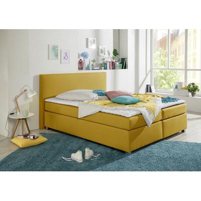 Boxspringbett INOSIGN "Eliana", gelb (curry), B:207cm L:230cm, Komplettbetten, Boxspringbett, inkl. Topper, in 4 Breiten, 3 Matratzenarten und 2 Härtegraden Image